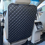 Захист сидінь від дітей захисна накидка на спинку переднього сидіння з перфорованої Екошкіри Чорна, фото 5