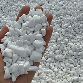 Декоративний камінь білий (25 кг) 5-10 мм галька мармурова "Тасос"