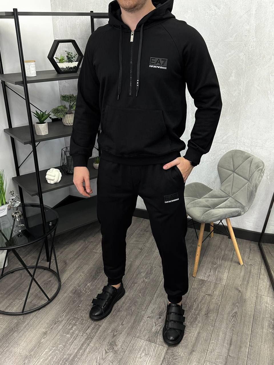 Чоловічий спортивний костюм Armani Exchore H4711 чорний, фото 1