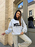 Сіре тепле жіноче худі з нашивкою MILF, фото 2