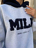 Сіре тепле жіноче худі з нашивкою MILF, фото 4
