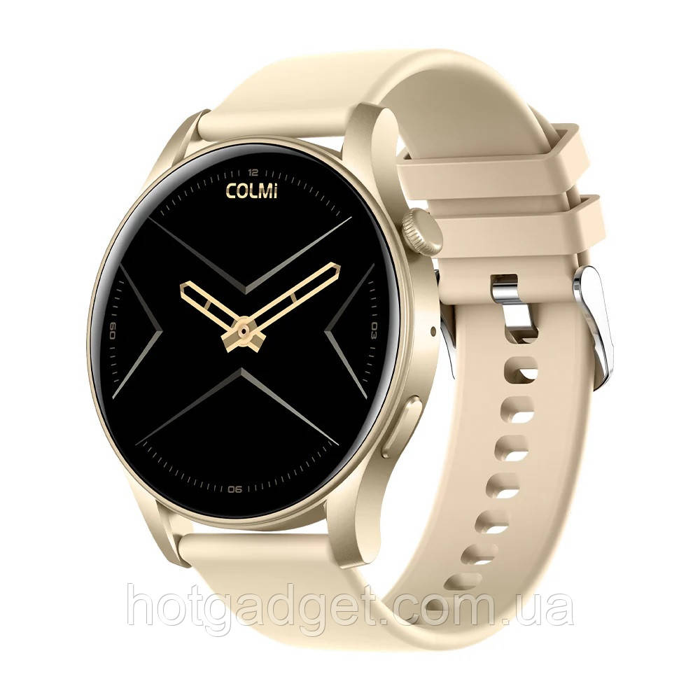 Смарт-годинник жіночий COLMI V73 Gold (тонометр, пульсоксиметр, дзвінки) Amoled екран