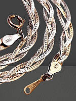 Вінтаж ланцюжок "косичка" 925 пр, позолота 18KRGP, клеймо зірка 620 AR, 50.5 см, 7.7 гр