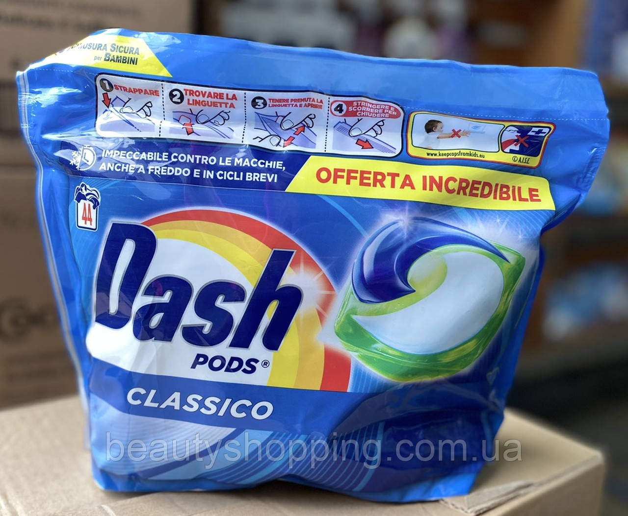 Dash pods Classico Universale капсули для прання білизни універсальні 3 в 1 44 шт