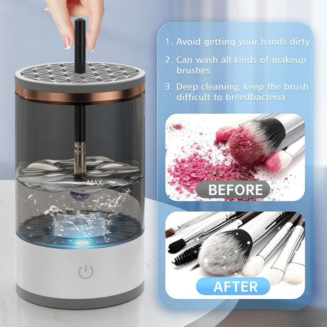 Автоматичний очисник пензлів для макіяжу Make Brush Cleaner, мийка пензликів для макіяжу (ST)