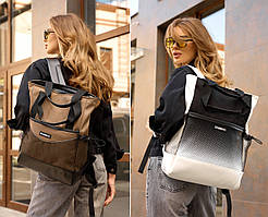 Великий жіночий рюкзак-сумка повсякденний, для поїздок та подорожей, ноутбука 15,6 - 17,3″ чорно-біий, хакі, чорний