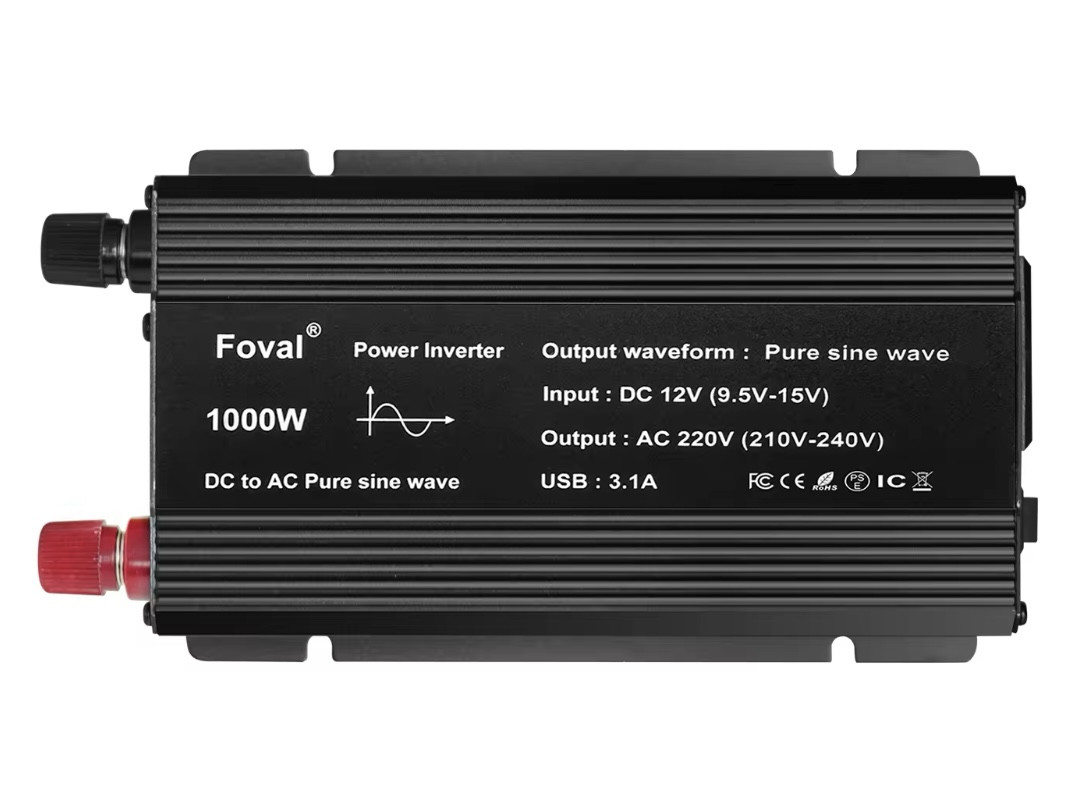 Інвертор 12-220V FOVAL 1000W, перетворювач напруги, чиста синусоїда, 1000 Вт