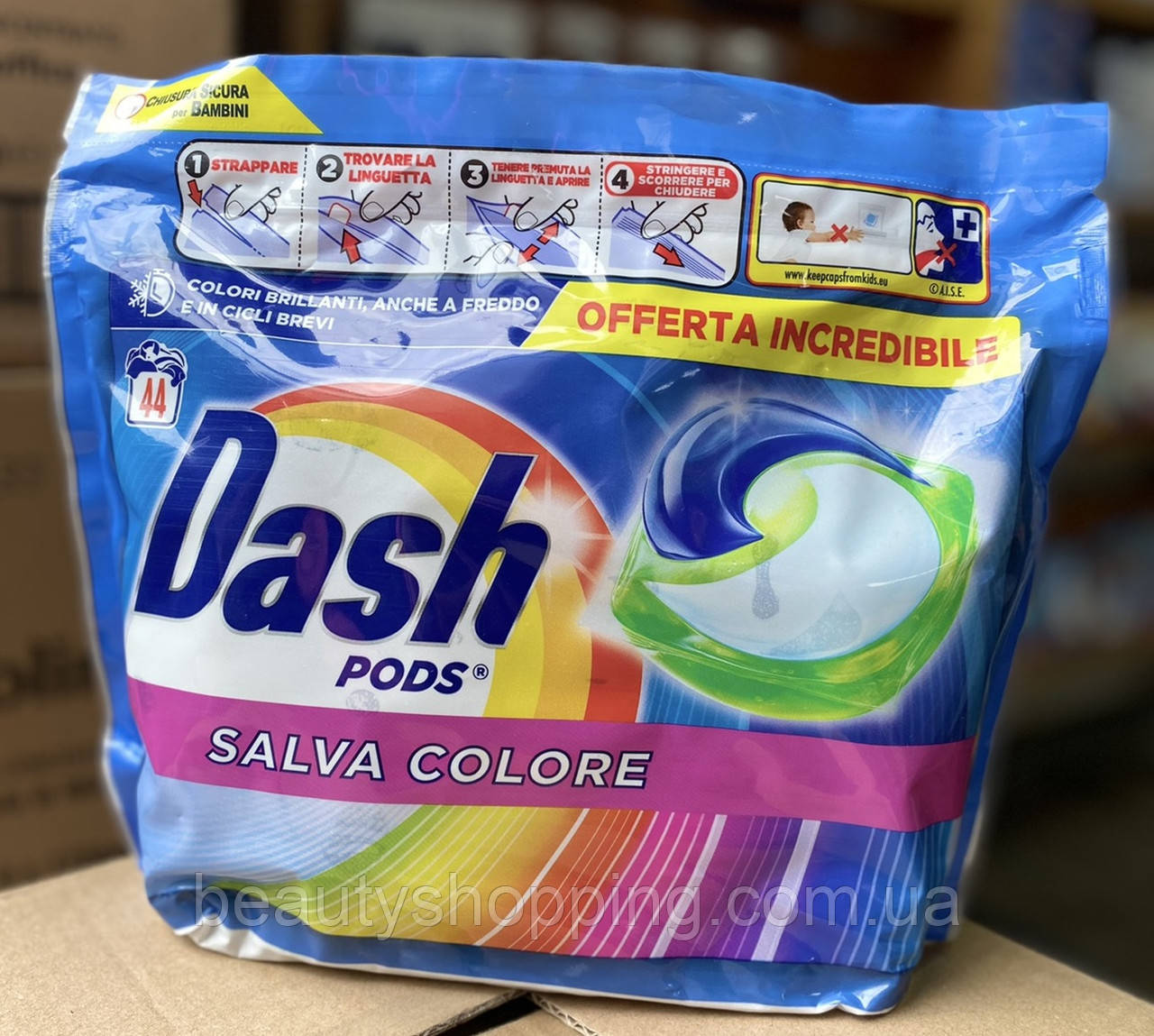 Dash Salva Colore капсули для прання кольорових речей 3 в 1 44 шт