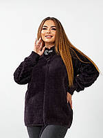 Жіноча куртка альпака 48-56 баклажан, зелений, беж, мокко