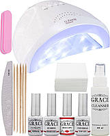 Набір для покриття нігтів гель-лаком Старт + лампа SUN one UV/LED 48W WhiteEStyle