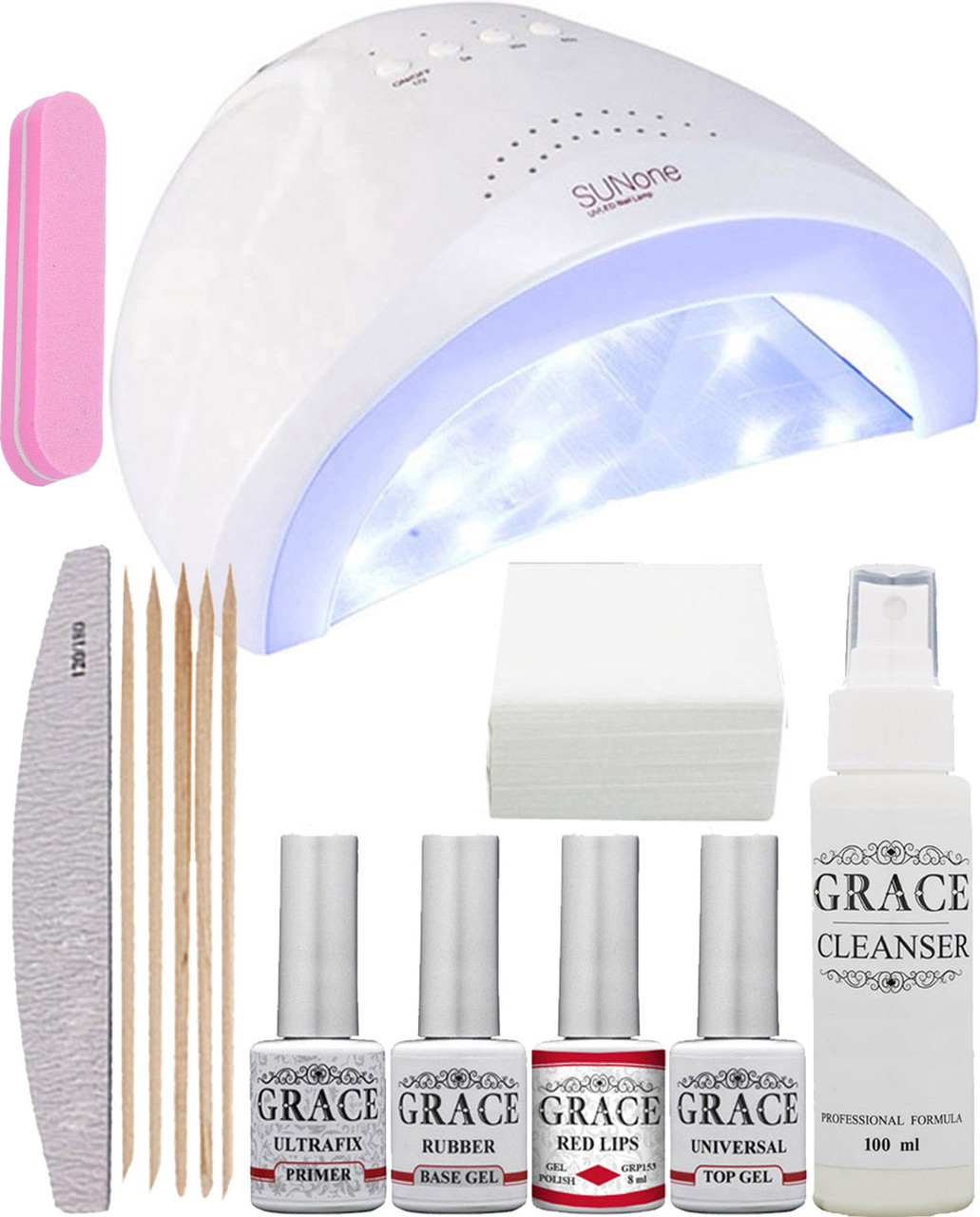 Набір для покриття нігтів гель-лаком Старт + лампа SUN one UV/LED 48W White AVADONA