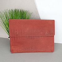 Чохол для MacBook Air 13" шкіряний на магнітах (папка-конверт А4) Handycover 801 червоний крокодил