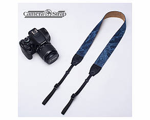 Ремінь для фотоапарата універсальний нашийний тканинний CAMERA STRAP на шию для фотокамери синій