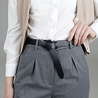 Ремінь жіночий шкіряний-вузол без пряжки чорний SF-258 (125 см)