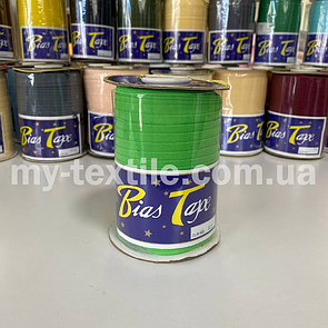 Косая бейка коттон 1,5 см бабина 100 ярдов (~93 м) Салатовый