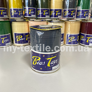 Коса бейка котон 1,5 см бабина 100 ярдів (~93 м) Темно-сірий