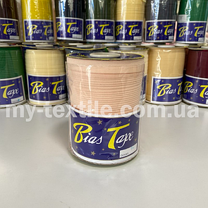 Коса бейка котон 1,5 см бабина 100 ярдів (~93 м) Світлий персиковий