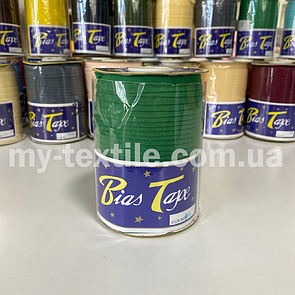 Коса бейка котон 1,5 см бабина 100 ярдів (~93 м) Зелена трава