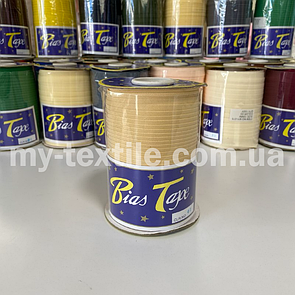 Коса бейка котон 1,5 см бабина 100 ярдів (~93 м) Бежевий