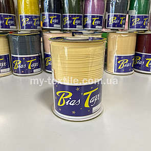 Коса бейка котон 1,5 см бабина 100 ярдів (~93 м) Світло жовтий