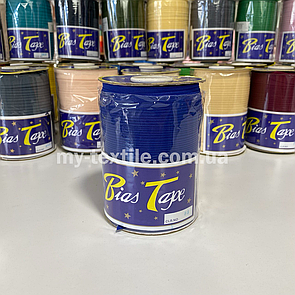 Коса бейка котон 1,5 см бабина 100 ярдів (~93 м) Синій електрик