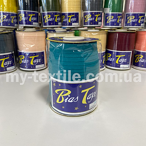 Коса бейка котон 1,5 см бабина 100 ярдів (~93 м) Бірюза