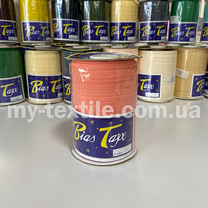 Коса бейка котон 1,5 см бабина 100 ярдів (~93 м) Персиковий