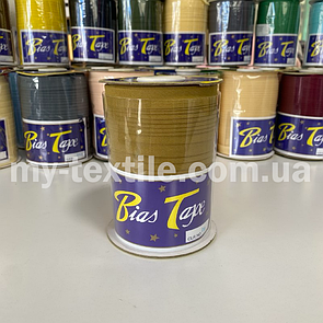 Коса бейка котон 1,5 см бабина 100 ярдів (~93 м) Світлий хакі