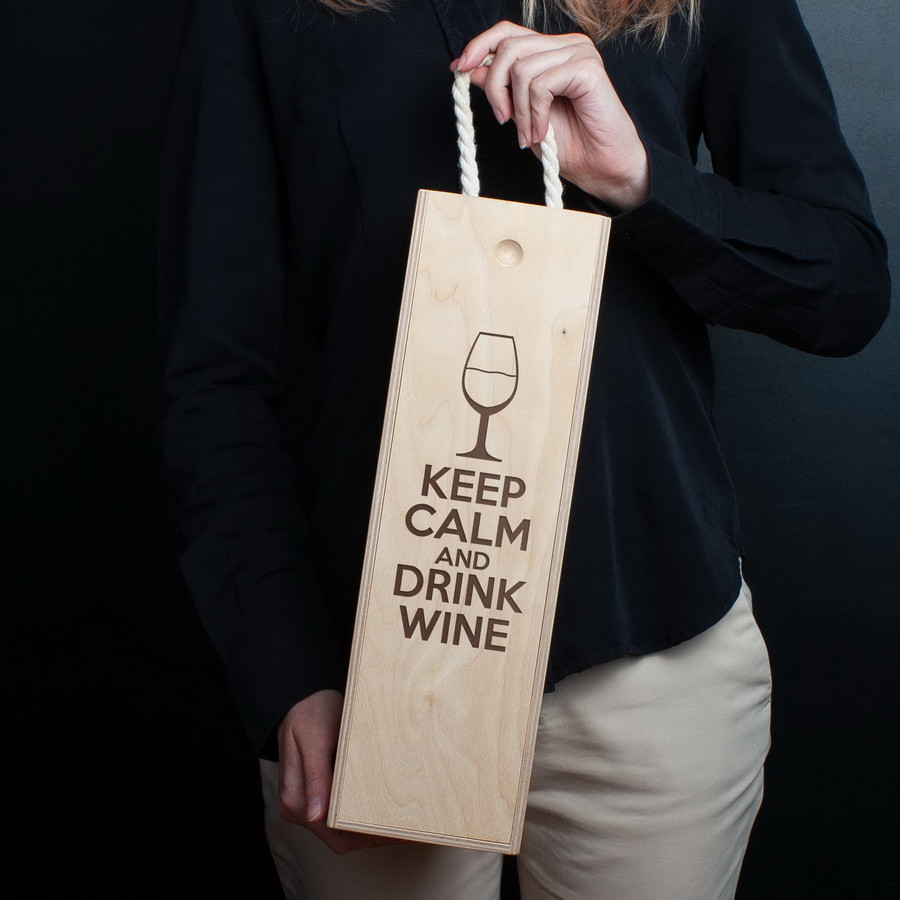 Коробка для вина на одну пляшку "Keep calm and drink wine", англійська