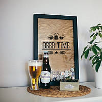 Рамка для пивних кришок "Beer time", Чорний-коричневий, англійська