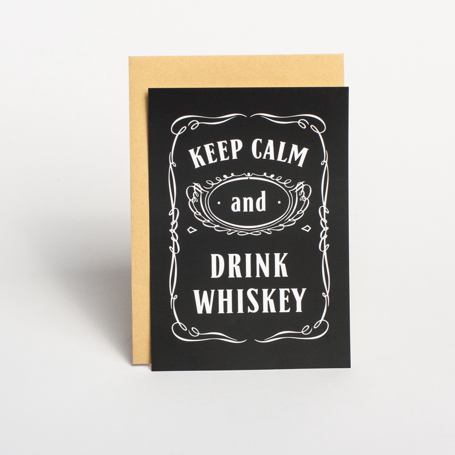 Листівка "Keep calm and drink whiskey", англійська
