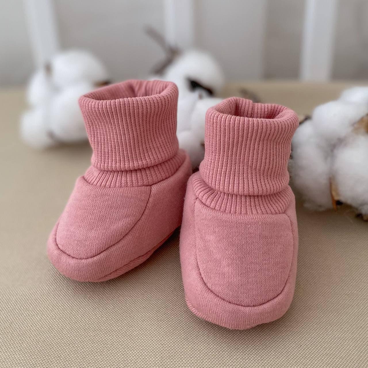 Пінетки "Сіті Кідс" футер з начосом зріст 56 см (0 – 1 місяць) Betis Пудра, фото 1