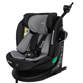 Автокрісло дитяче Sirius Sky Grey 40-150 см ISOFIX, поворот, група 0+ (0-36 кг) CARRELLO Чорний з сірим