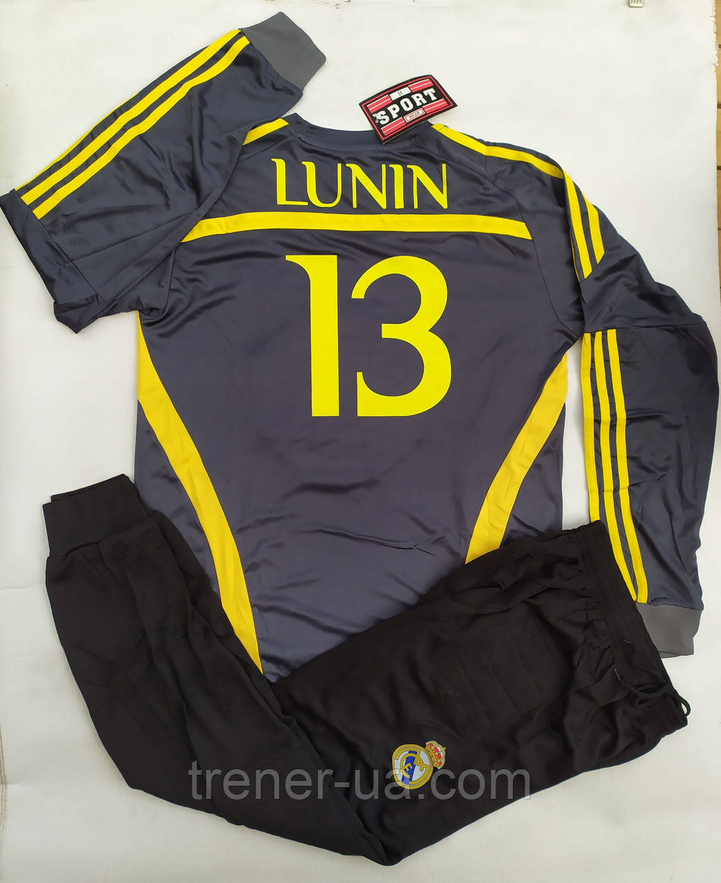Воротарська форма дитяча Real Madrid Lunin 13 сіро-жовта