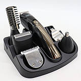 Машинка для стрижки волосся 11в1 Kemei KM 600 з насадками / Тример чоловічий для бороди з підставкою, фото 3