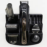 Машинка для стрижки волосся 11в1 Kemei KM 600 з насадками / Тример чоловічий для бороди з підставкою, фото 4