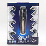 Машинка для стрижки волосся 11в1 Kemei KM 600 з насадками / Тример чоловічий для бороди з підставкою, фото 10
