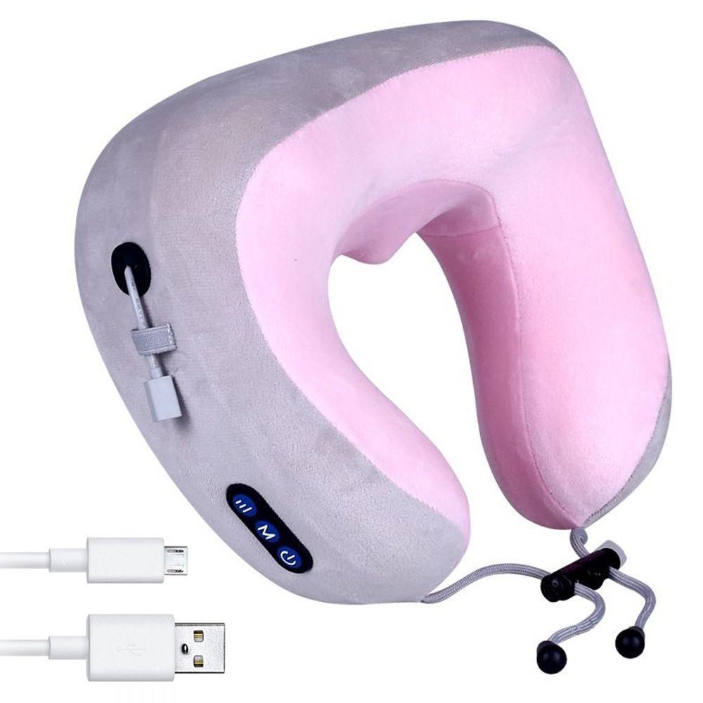 Бездротова масажна подушка для шиї з USB, U-Shaped Upgrade Vibration Pillow / Вібраційна подушка-масажер з пам'яттю, фото 1