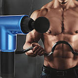 Ручний масажер для тіла Fascial Gun KH-32, Синій / М'язовий вібромасажер для спини зі змінними насадками, фото 5