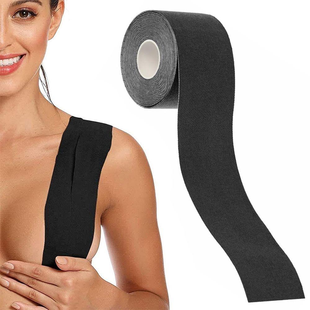 Кінезіо тейп для підтримки грудей (6,8м×5см), 1 рулон, Boob Tape, Чорний / Стрічка для тейпування грудей