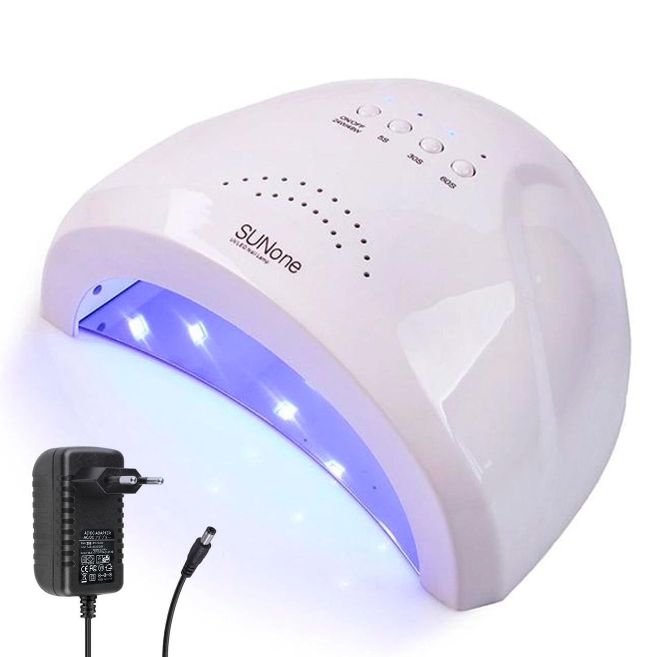Лампа для манікюру 48 Вт LED+UV SUN ONE WHITE / Лампа для сушіння гель лаку / Настільна манікюрна лампа, фото 1
