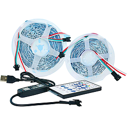 Світлодіодна стрічка LED WS2812 30м RGB + пульт ДК |540Led, 5V| 44145