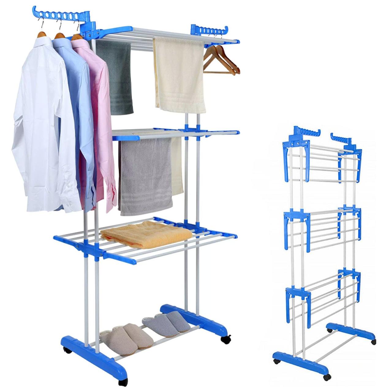 Багатоярусна сушарка для білизни до 40 кг (172х73х64 см) Garment Rack With Wheels / Складна підлогова сушарка для речей, фото 1