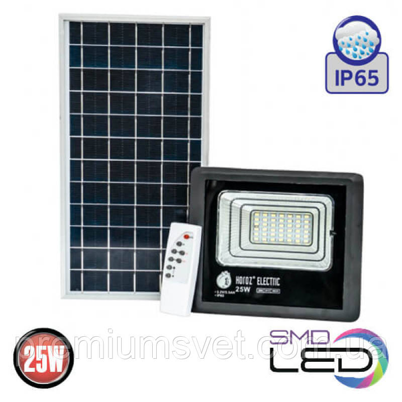 Прожектор на соняч панелі SMD LED 25W 6400K  Tiger-25 чорний (068-012-0025-010)