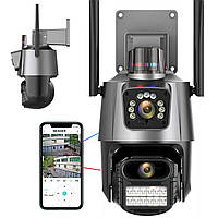 Вулична охоронна WIFI камера відеоспостереження 8MP, з сиреною Dual Lens / Поворотна IP відеокамера з віддаленим доступом