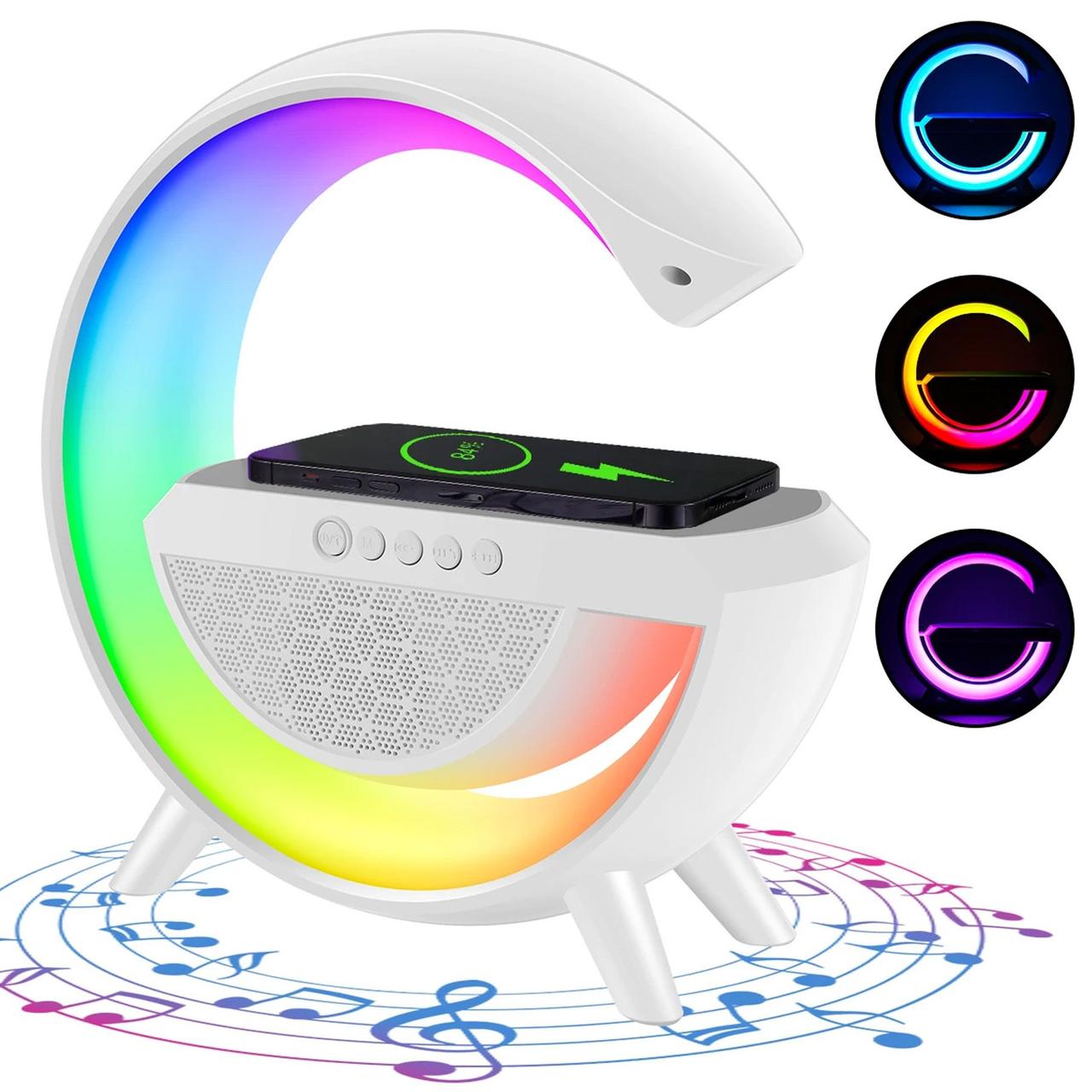 Настільна лампа-нічник RGB з бездротовою зарядкою та вбудованою Bluetooth колонкою / Бездротова зарядна станція для телефону /, фото 1