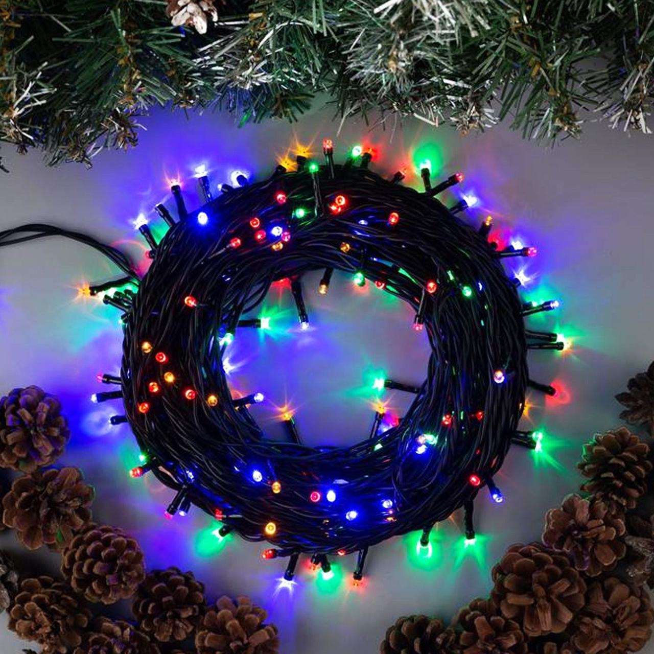 Гірлянда Нитка від мережі 28 м, 400 LED, RD-7136, Різнокольорова / Світлодіодна гірлянда на ялинку, фото 1