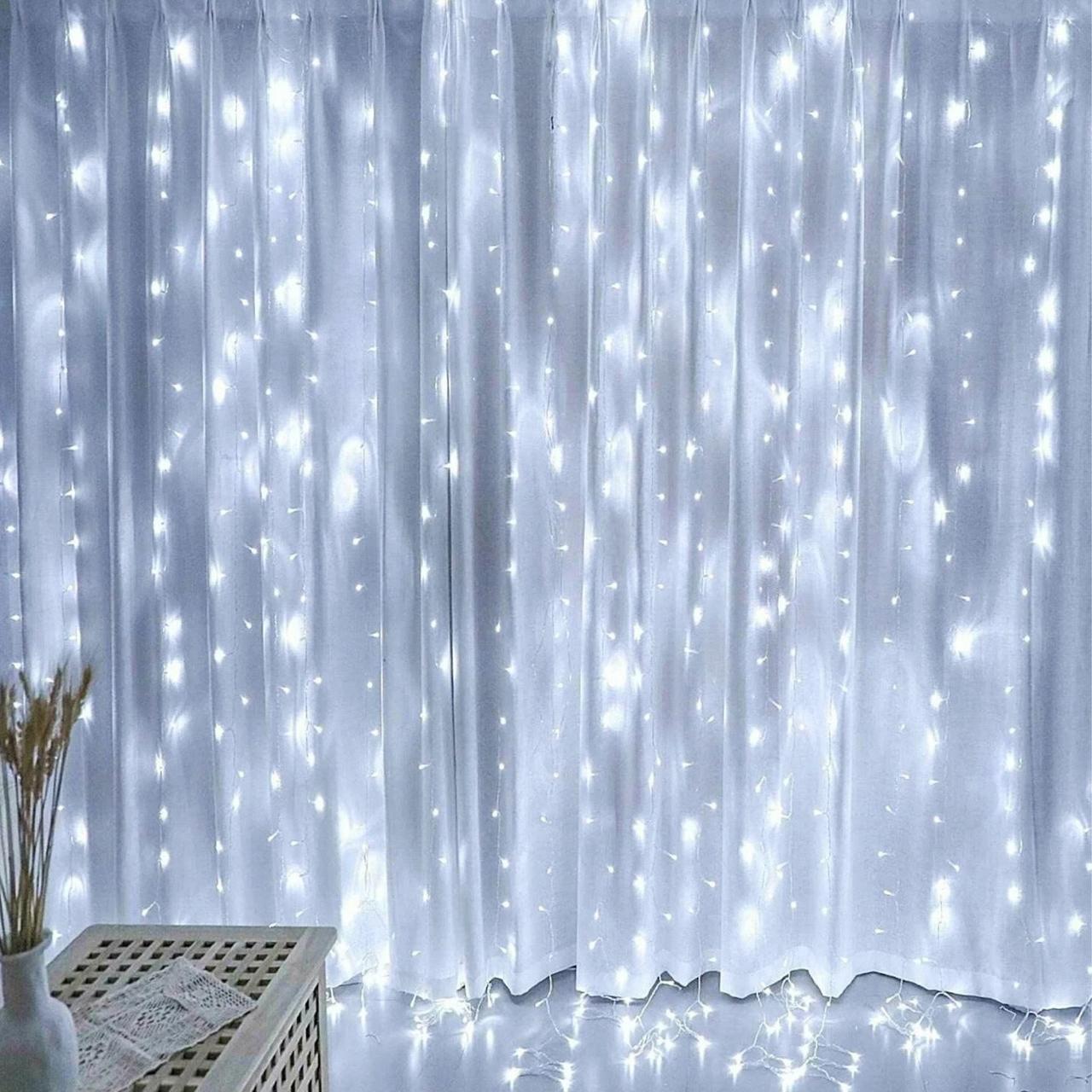 Гірлянда Водоспад від мережі 3х3 м, 480LED, Xmas, Холодний білий / Новорічна світлодіодна гірлянда штора, фото 1