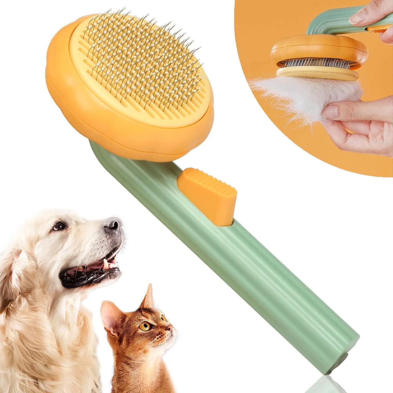 Щітка для вичісування шерсті котів та собак, Pet Tails Brush W26 / Гребінець для тварин з кнопкою