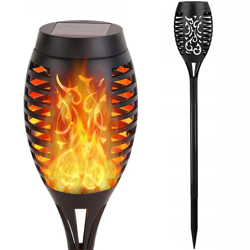 Садовий ліхтар 52см, на сонячній батареї з ефектом полум'я, Solar flame led light sensor activated / Водонепроникний вуличний, фото 1